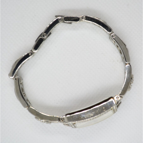 Vintage GUESS Tank Watch Crystal Bezel Silver Tone Rectangle - Y2K Aesthetic main image 4